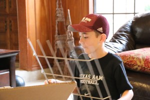 Jackson unpacking the grill