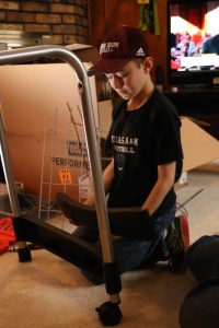 Jackson working on a leg