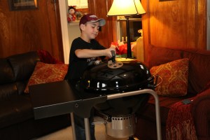 Jackson putting the lid on his grill